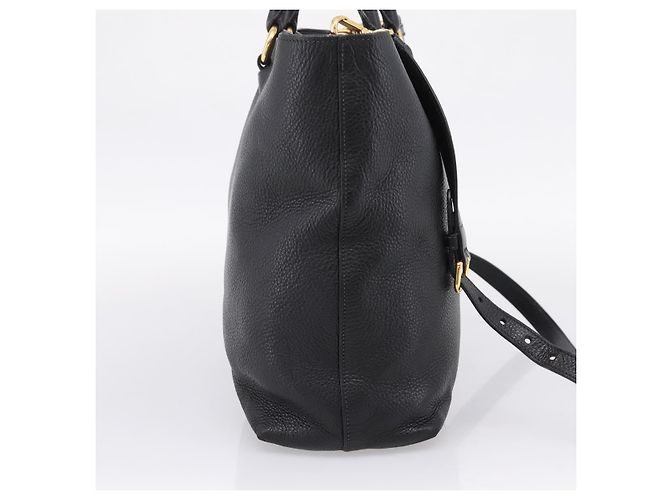 Borsa Tote PRADA in pelle 2way Nero Oro Auth yk21027V D'oro - vista 4