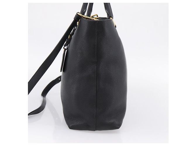 Borsa Tote PRADA in pelle 2way Nero Oro Auth yk21027V D'oro - vista 5
