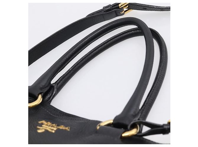 Borsa Tote PRADA in pelle 2way Nero Oro Auth yk21027V D'oro - vista 9