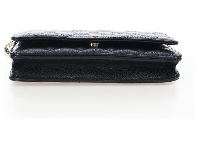 Portafoglio a Spalla CHANEL Matelasse con Catena in Pelle Caviar Nero Oro CC Auth 200576SM - vista 10