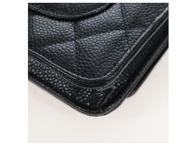 Portafoglio a Spalla CHANEL Matelasse con Catena in Pelle Caviar Nero Oro CC Auth 200576SM - vista 14