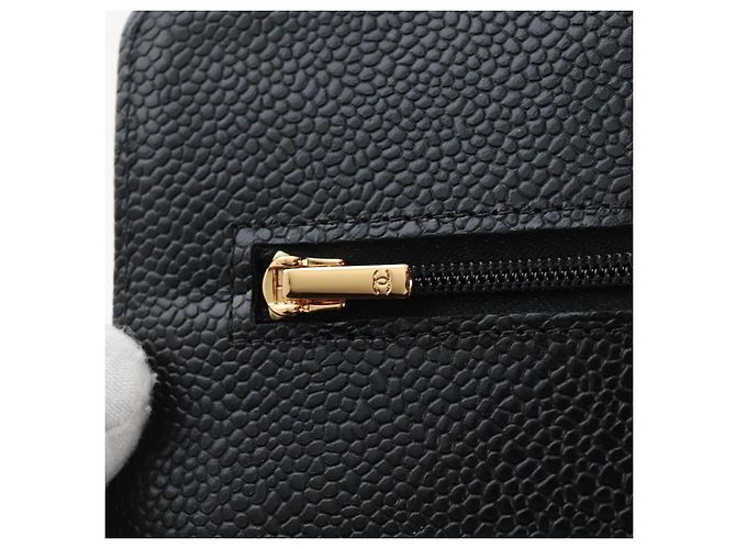 Portafoglio a Spalla CHANEL Matelasse con Catena in Pelle Caviar Nero Oro CC Auth 200576SM - vista 18