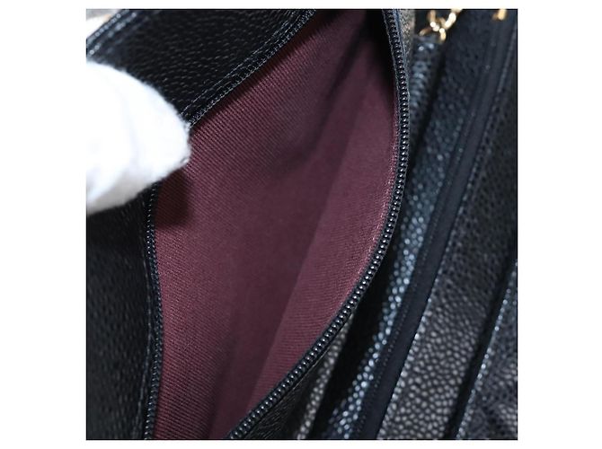 Portafoglio a Spalla CHANEL Matelasse con Catena in Pelle Caviar Nero Oro CC Auth 200576SM - vista 19