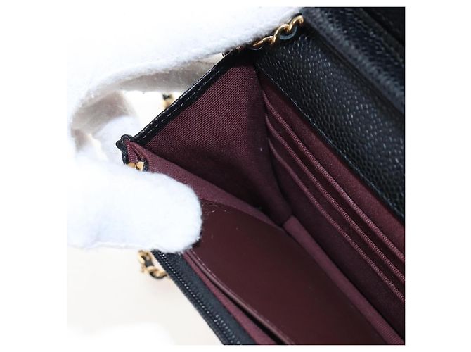 Portafoglio a Spalla CHANEL Matelasse con Catena in Pelle Caviar Nero Oro CC Auth 200576SM - vista 22