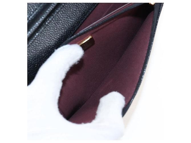 Portafoglio a Spalla CHANEL Matelasse con Catena in Pelle Caviar Nero Oro CC Auth 200576SM - vista 24