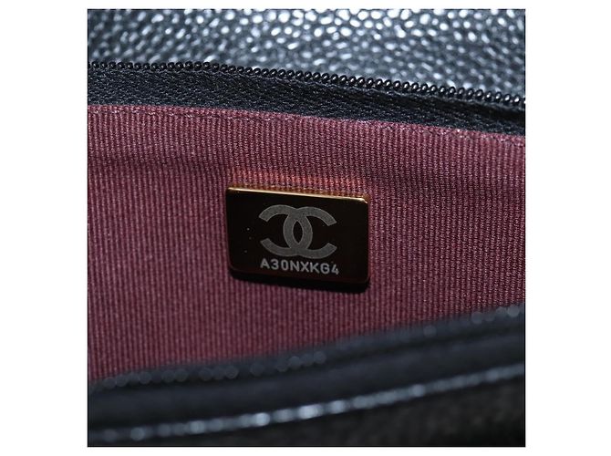 Portafoglio a Spalla CHANEL Matelasse con Catena in Pelle Caviar Nero Oro CC Auth 200576SM - vista 26
