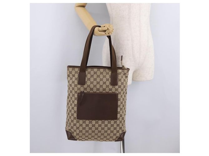 GUCCI GG Canvas Tote Bag Beige Silver 019 0401 Auth ka6572 Silber - Ansicht 24