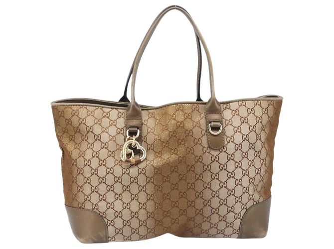 Sac Cabas GUCCI GG Canvas Beige Gold 269956 Auth BA16448 Doré - vue 2