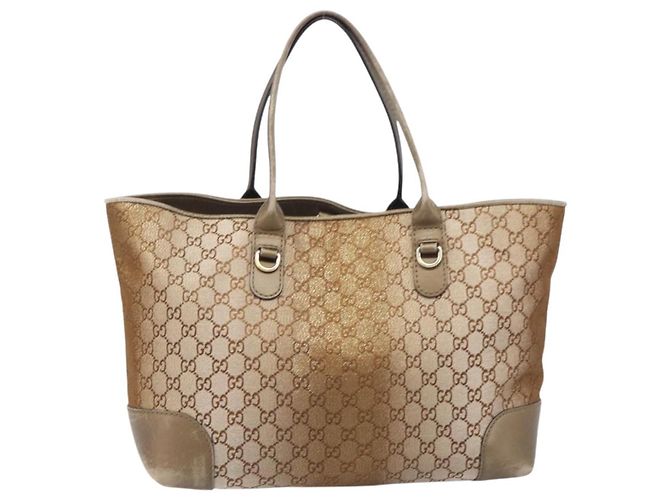 Sac Cabas GUCCI GG Canvas Beige Gold 269956 Auth BA16448 Doré - vue 3