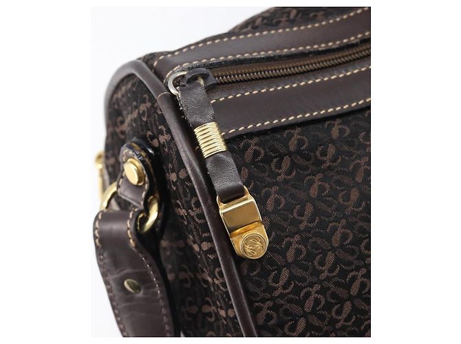 Borsa LOEWE Anagram Boston Bag Canvas 2way Black Gold Auth 205111 Nero D'oro - vista 10