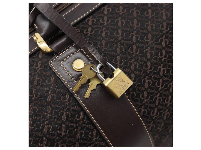 Borsa LOEWE Anagram Boston Bag Canvas 2way Black Gold Auth 205111 Nero D'oro - vista 11