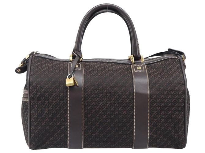 Borsa LOEWE Anagram Boston Bag Canvas 2way Black Gold Auth 205111 Nero D'oro - vista 13