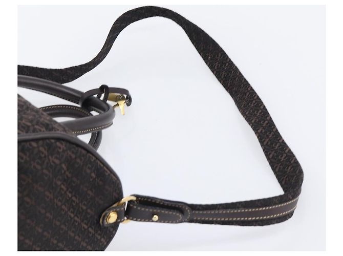 Borsa LOEWE Anagram Boston Bag Canvas 2way Black Gold Auth 205111 Nero D'oro - vista 15