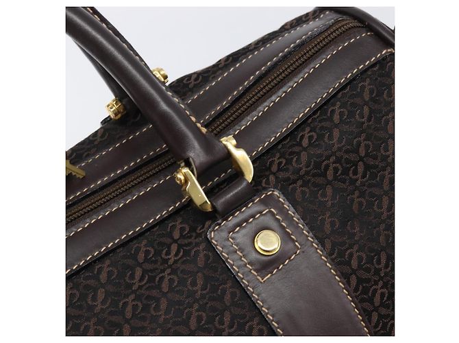Borsa LOEWE Anagram Boston Bag Canvas 2way Black Gold Auth 205111 Nero D'oro - vista 19