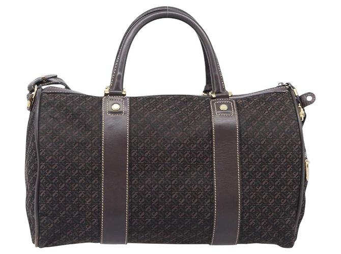 Borsa LOEWE Anagram Boston Bag Canvas 2way Black Gold Auth 205111 Nero D'oro - vista 2