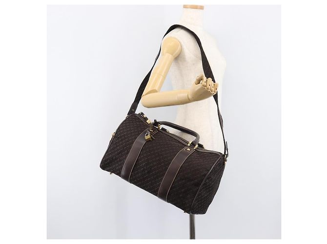 Borsa LOEWE Anagram Boston Bag Canvas 2way Black Gold Auth 205111 Nero D'oro - vista 22