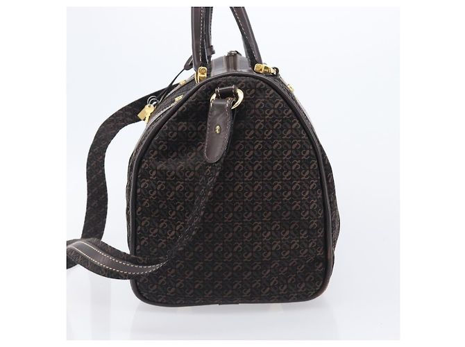 Borsa LOEWE Anagram Boston Bag Canvas 2way Black Gold Auth 205111 Nero D'oro - vista 3