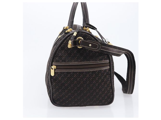 Borsa LOEWE Anagram Boston Bag Canvas 2way Black Gold Auth 205111 Nero D'oro - vista 4