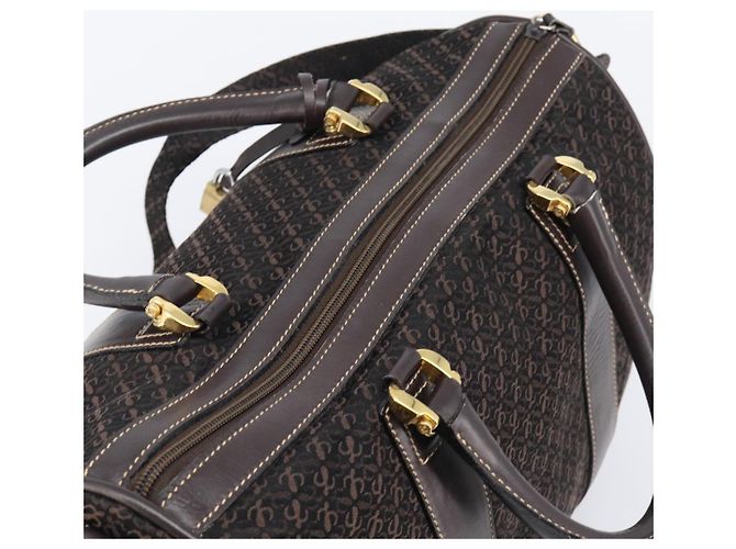 Borsa LOEWE Anagram Boston Bag Canvas 2way Black Gold Auth 205111 Nero D'oro - vista 6