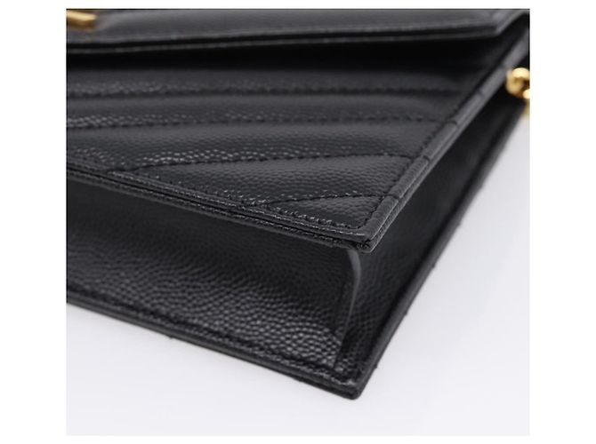 Autre Marque Borsa a tracolla con catena Saint Laurent in pelle nera e oro Auth BA15862M Nero D'oro - vista 10