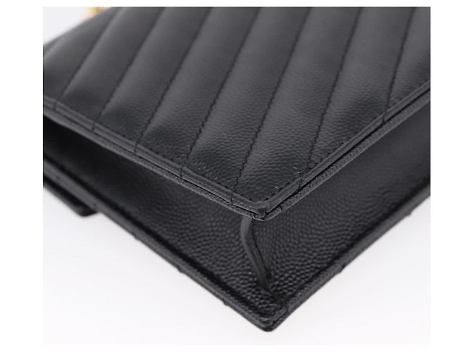 Autre Marque Borsa a tracolla con catena Saint Laurent in pelle nera e oro Auth BA15862M Nero D'oro - vista 13