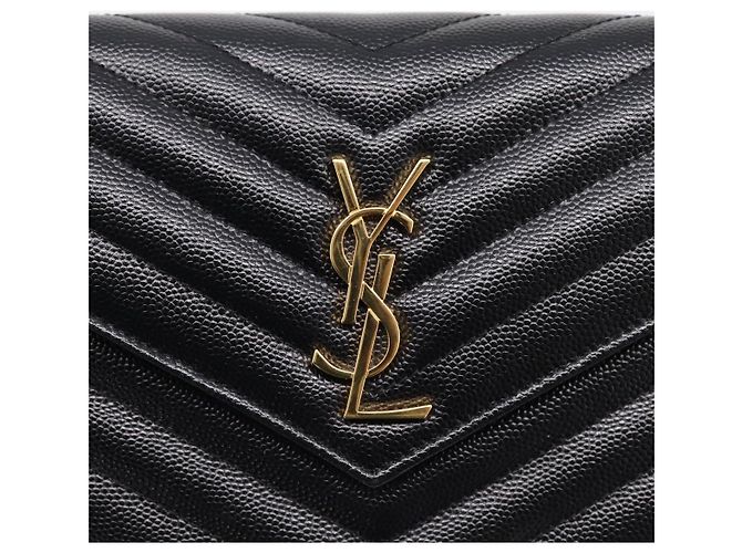 Autre Marque Borsa a tracolla con catena Saint Laurent in pelle nera e oro Auth BA15862M Nero D'oro - vista 14
