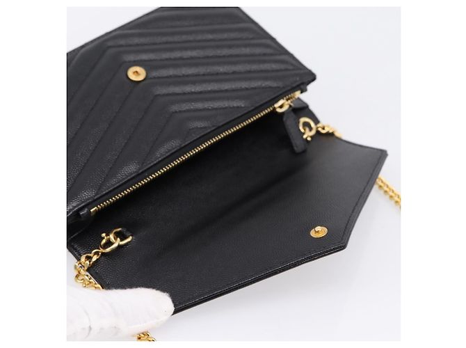 Autre Marque Borsa a tracolla con catena Saint Laurent in pelle nera e oro Auth BA15862M Nero D'oro - vista 15