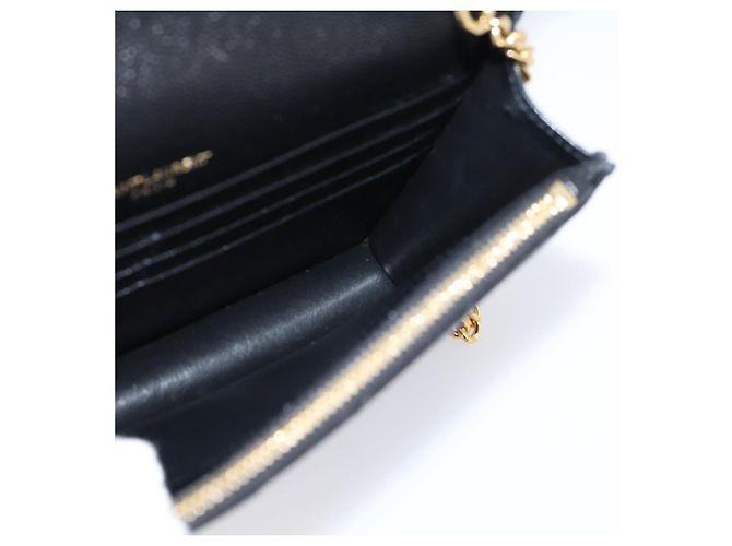 Autre Marque Borsa a tracolla con catena Saint Laurent in pelle nera e oro Auth BA15862M Nero D'oro - vista 18
