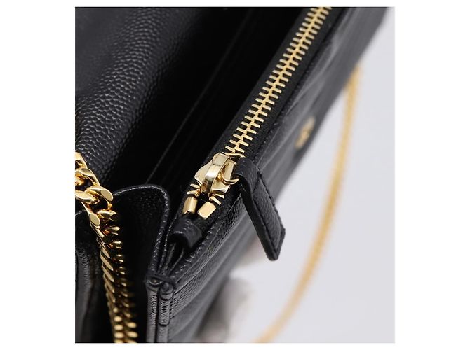 Autre Marque Borsa a tracolla con catena Saint Laurent in pelle nera e oro Auth BA15862M Nero D'oro - vista 22