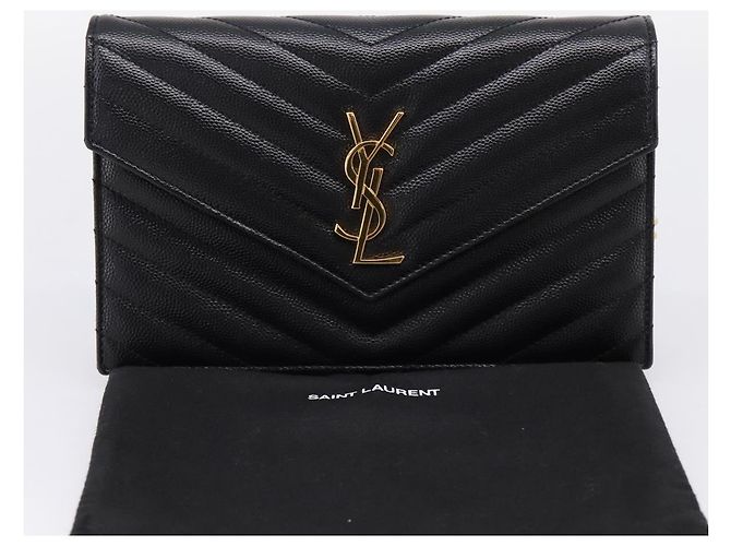 Autre Marque Borsa a tracolla con catena Saint Laurent in pelle nera e oro Auth BA15862M Nero D'oro - vista 25