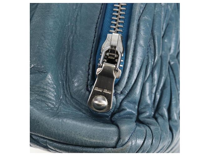 Sac à main Miu Miu Matelassé en cuir bleu argenté authentique 167678 - vue 15