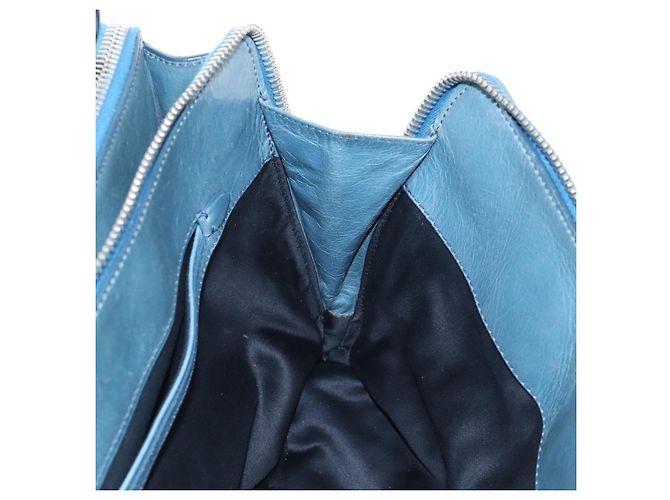Sac à main Miu Miu Matelassé en cuir bleu argenté authentique 167678 - vue 17