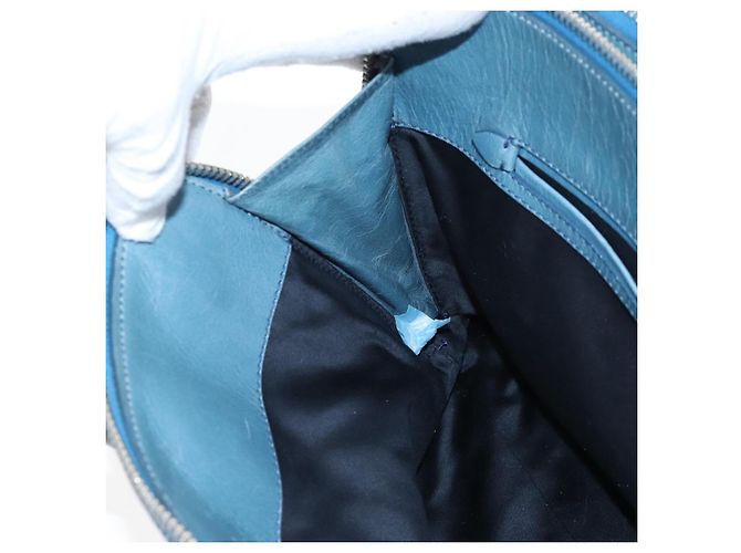Sac à main Miu Miu Matelassé en cuir bleu argenté authentique 167678 - vue 18