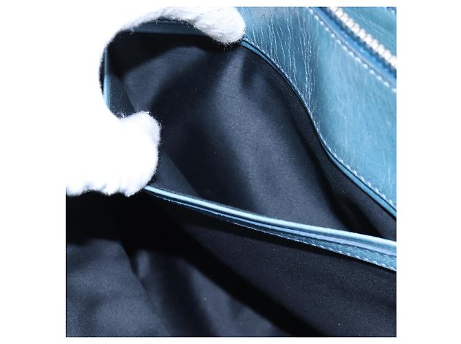Sac à main Miu Miu Matelassé en cuir bleu argenté authentique 167678 - vue 19