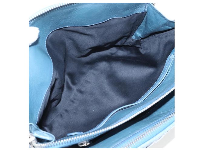 Sac à main Miu Miu Matelassé en cuir bleu argenté authentique 167678 - vue 21
