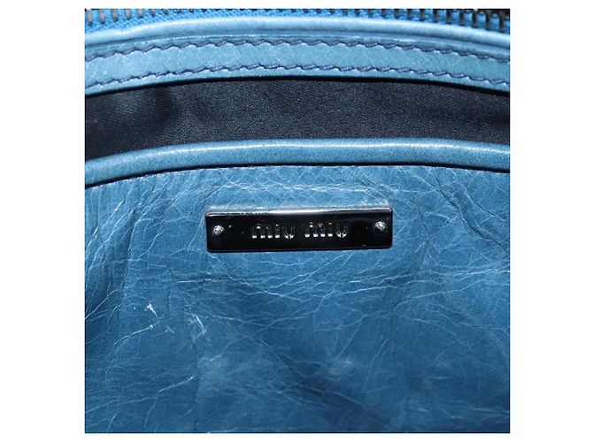 Sac à main Miu Miu Matelassé en cuir bleu argenté authentique 167678 - vue 23