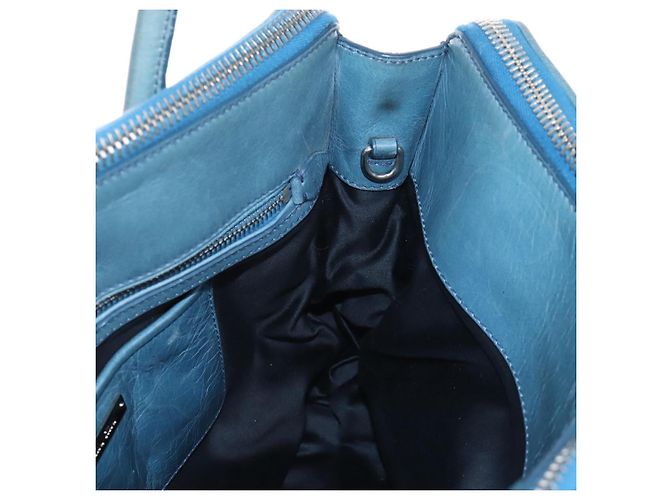 Sac à main Miu Miu Matelassé en cuir bleu argenté authentique 167678 - vue 25
