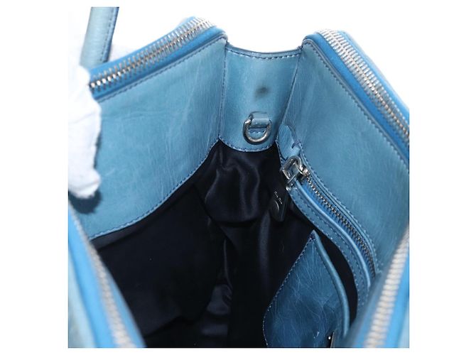 Sac à main Miu Miu Matelassé en cuir bleu argenté authentique 167678 - vue 26