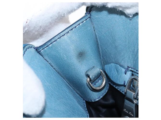 Sac à main Miu Miu Matelassé en cuir bleu argenté authentique 167678 - vue 27