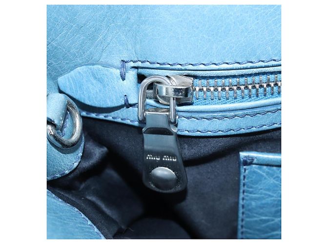 Sac à main Miu Miu Matelassé en cuir bleu argenté authentique 167678 - vue 28