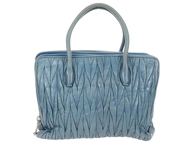 Sac à main Miu Miu Matelassé en cuir bleu argenté authentique 167678 - vue 3