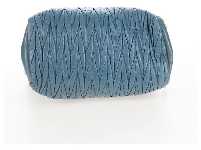 Sac à main Miu Miu Matelassé en cuir bleu argenté authentique 167678 - vue 9