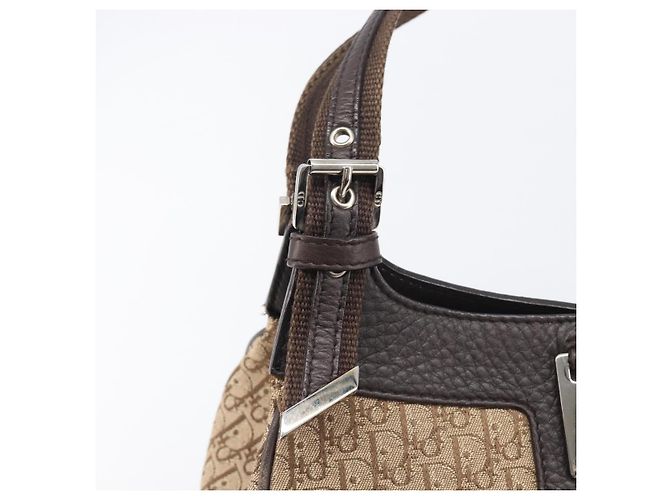 Borsa a mano Christian Dior Trotter Canvas Marrone Argento Auth 207724V - vista 14