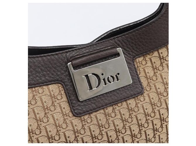 Borsa a mano Christian Dior Trotter Canvas Marrone Argento Auth 207724V - vista 15