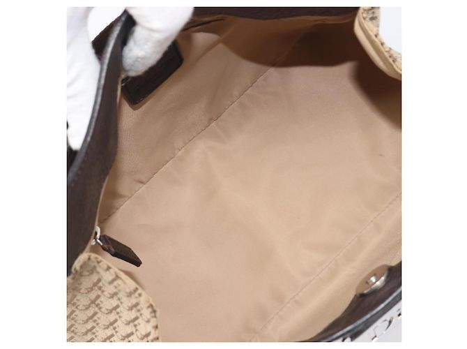 Borsa a mano Christian Dior Trotter Canvas Marrone Argento Auth 207724V - vista 17