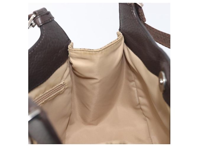 Borsa a mano Christian Dior Trotter Canvas Marrone Argento Auth 207724V - vista 18