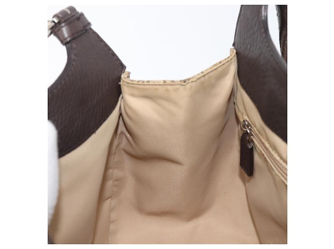 Borsa a mano Christian Dior Trotter Canvas Marrone Argento Auth 207724V - vista 19