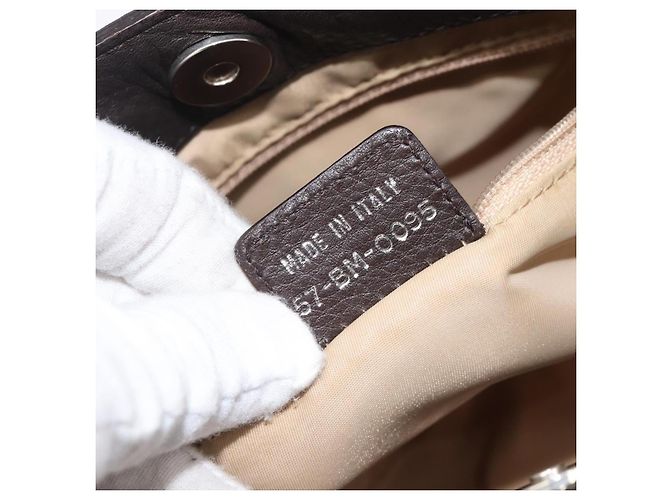 Borsa a mano Christian Dior Trotter Canvas Marrone Argento Auth 207724V - vista 22