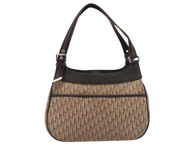 Borsa a mano Christian Dior Trotter Canvas Marrone Argento Auth 207724V - vista 3