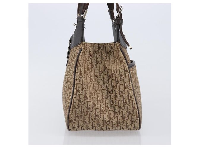 Borsa a mano Christian Dior Trotter Canvas Marrone Argento Auth 207724V - vista 4